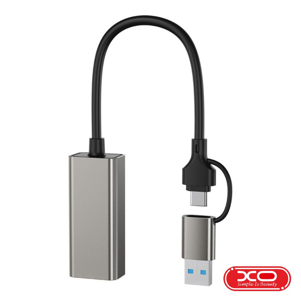Cabo Adaptador USB-A/USB-C P/ RJ45 1000Mbps XO