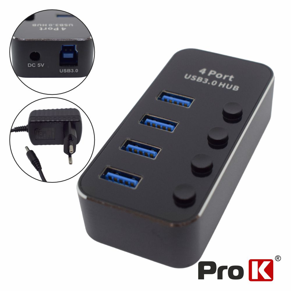 HUB USB 3.0 4 Portas C/ Alimentador PROK