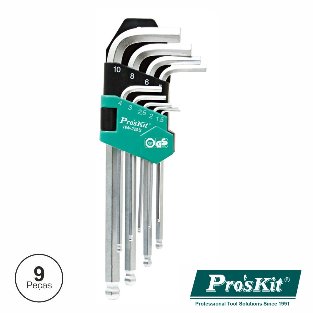 CONJUNTO DE 9 CHAVES HEXAGONAIS PROSKIT