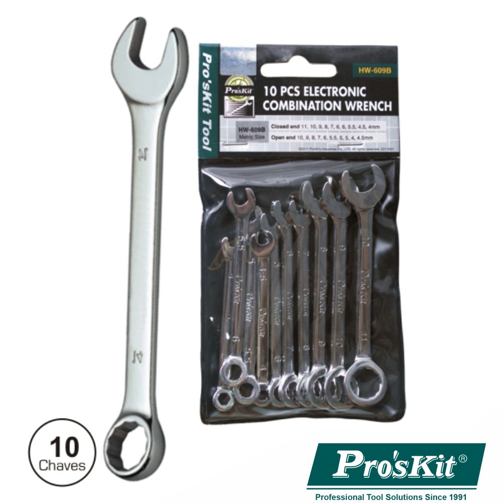 CONJUNTO DE 10 CHAVES DE BOCAS PROSKIT