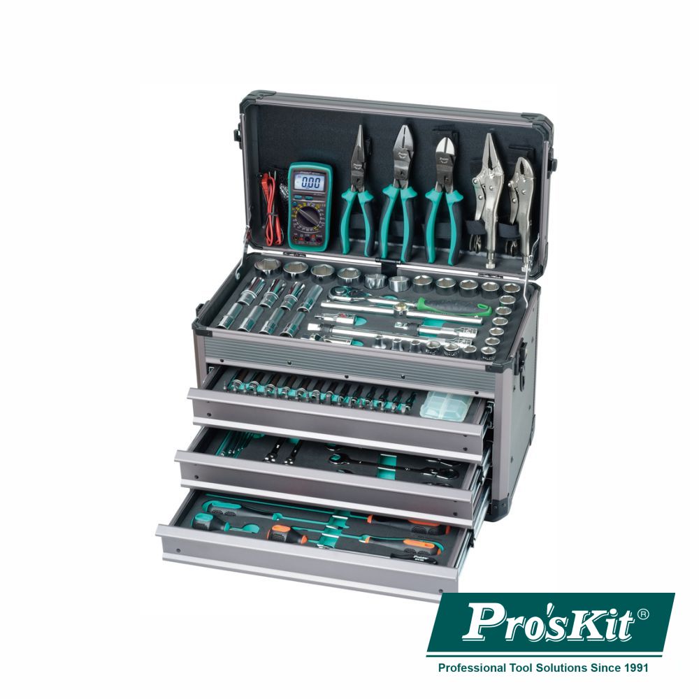 MALA FERRAMENTAS PROFISSIONAL C/ GAVETAS 124 PEÇAS PROSKIT