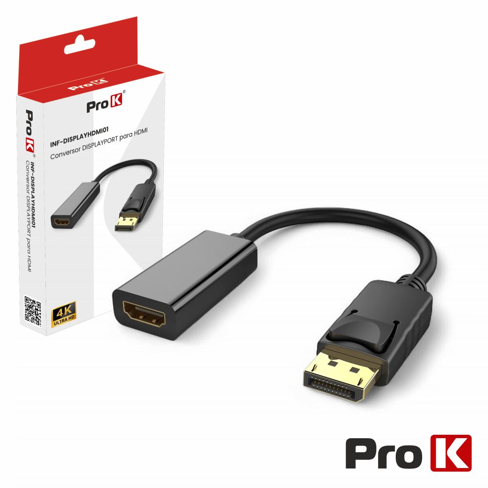 CABO DISPLAYPORT MACHO / HDMI FÊMEA 4K PROK