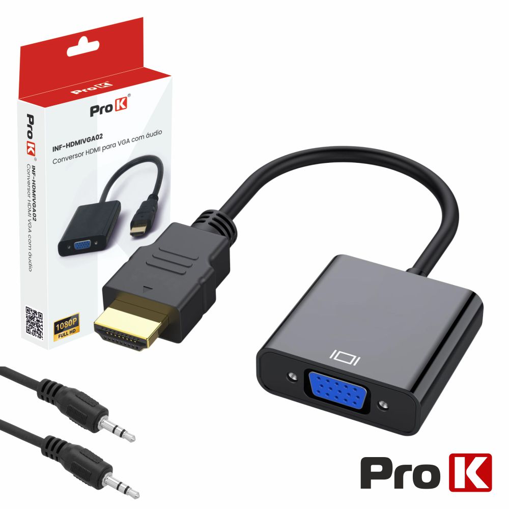 INF-HDMIVGA02 Conversor Hdmi para Vga c/ audio - prok