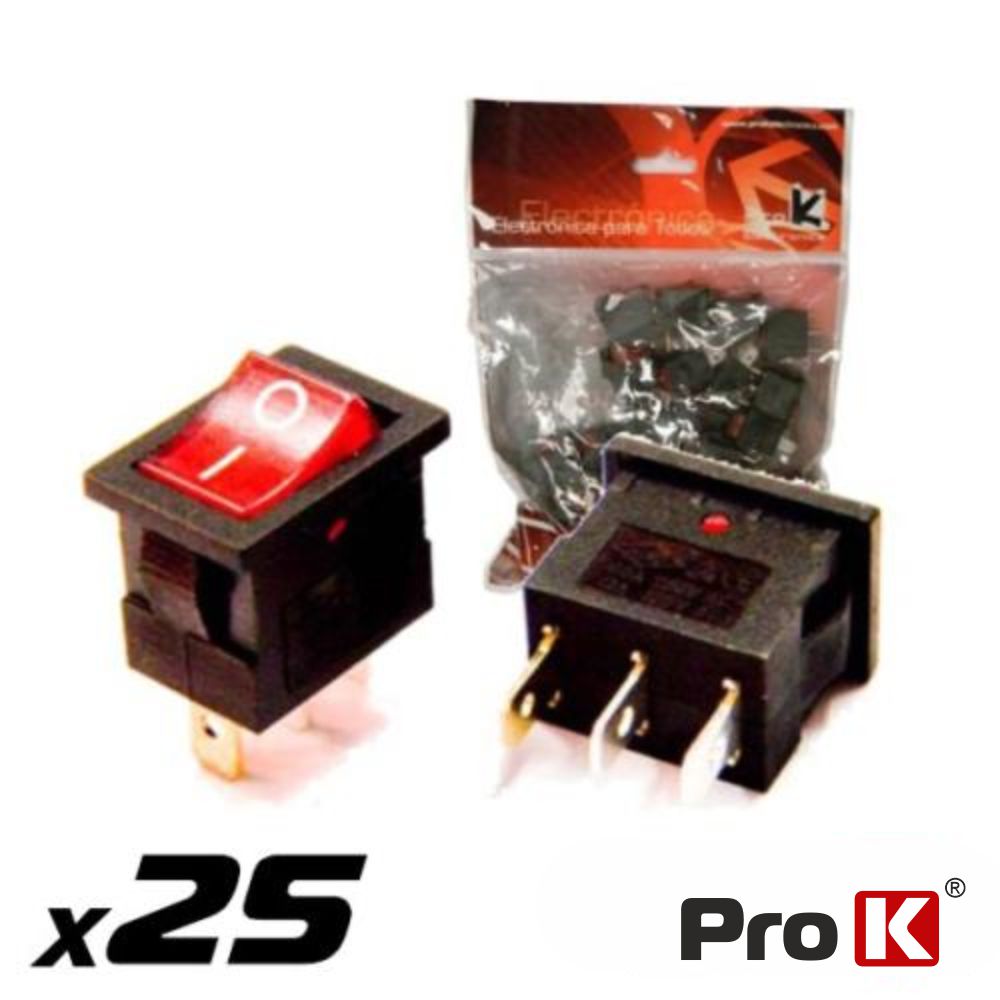 INTERRUPTOR BASCULANTE C/ LUZ 8.5A-250V SPST ON-OFF 25X PROK