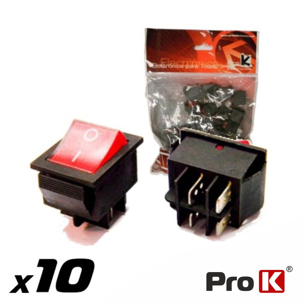 INTERRUPTOR BASCULANTE C/ LUZ 15A-250V SPST ON-OFF 10X PROK