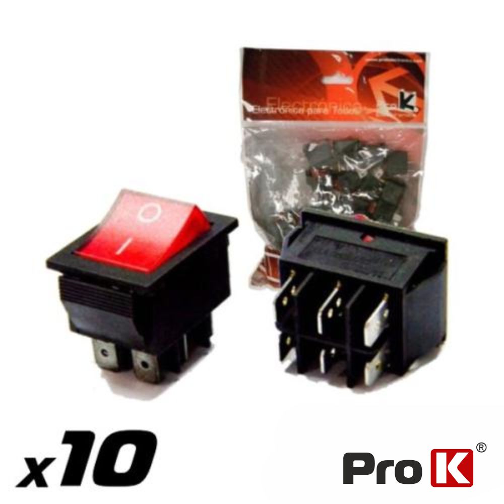 INTERRUPTOR BASCULANTE C/ LUZ 15A-250V SPST ON-OFF 10X PROK