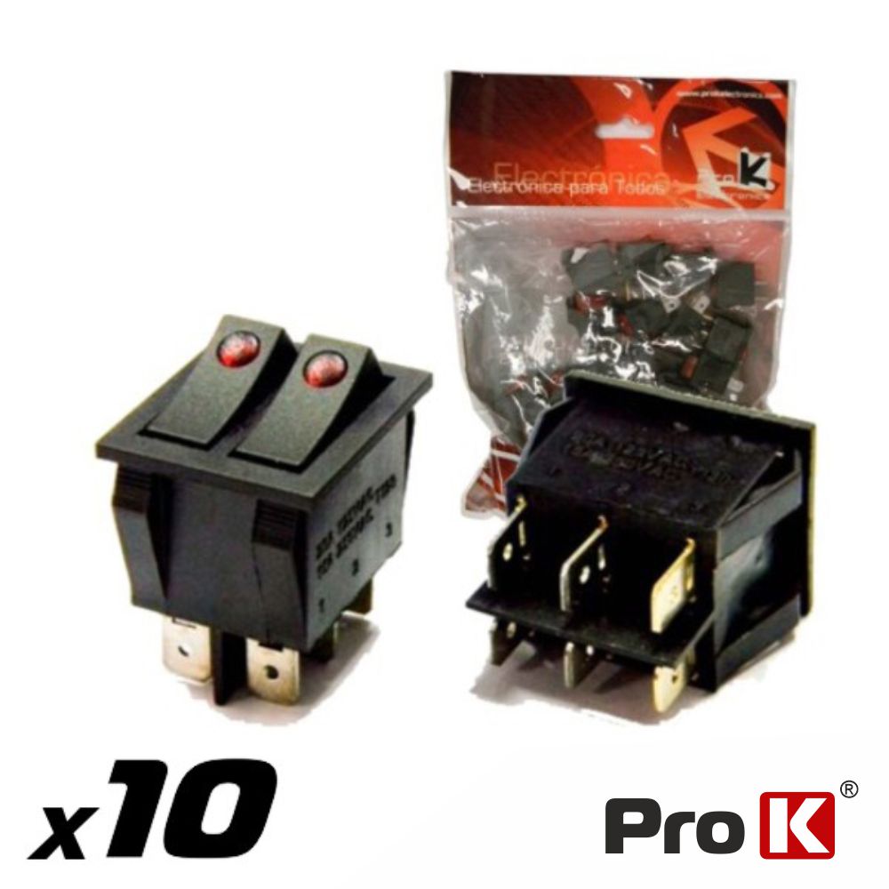 INTERRUPTOR BASCULANTE C/ LUZ 15A-250V SPST ON-OFF 10X PROK