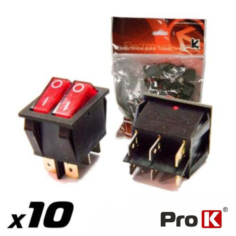 INTERRUPTOR BASCULANTE C/ LUZ 15A-250V SPST ON-OFF 10X PROK