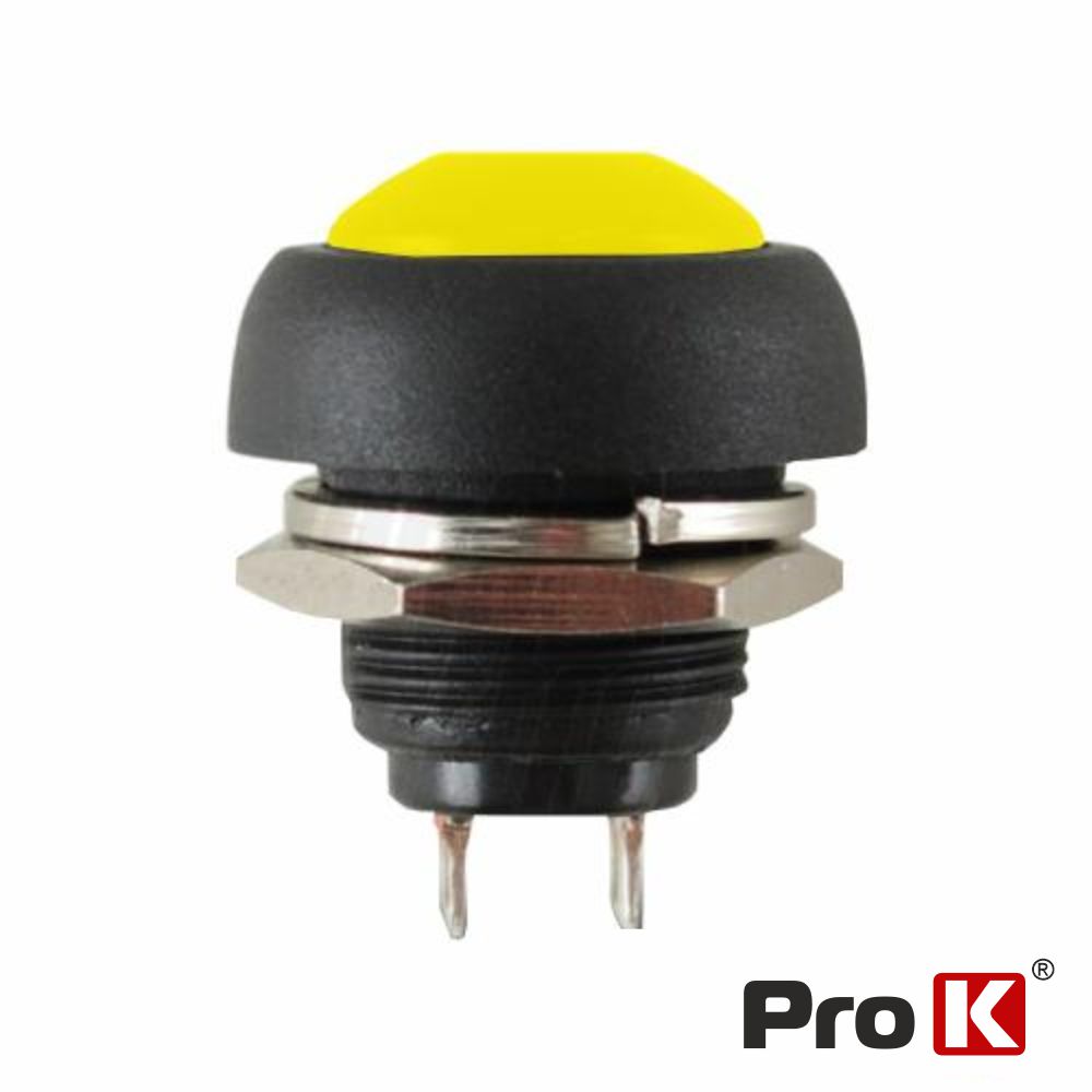 INTERRUPTOR PRESSÃO REDONDO 0.5A-250VAC AMARELO 12MM IP65