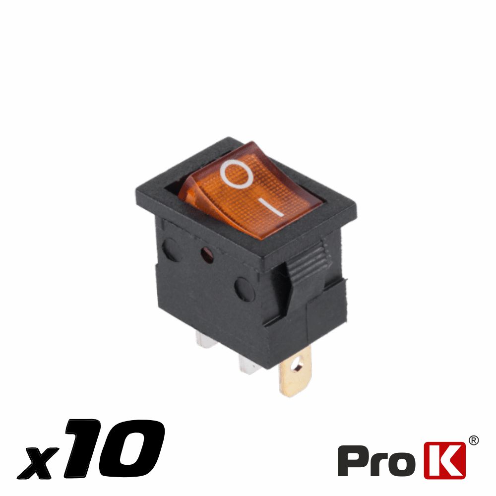 Interruptor Basculante 15A-12V SPST ON-OFF 10x Laranja PROK