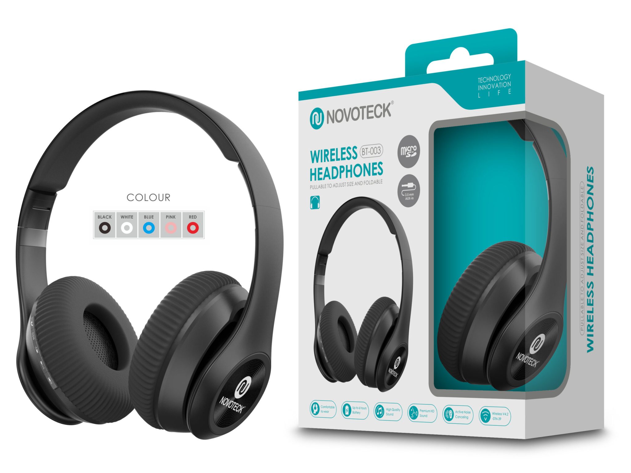 Auscultador Bluetooth Negro BT-003
