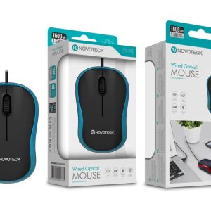 Rato Óptico com Fio Azul JS-001 - Precisão e Conforto de 1600 DPI