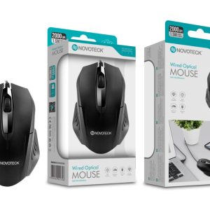 Rato Óptico com Fio NOVOTECK JS-004 - 2000 DPI, Ergonómico, Plug-and-Play