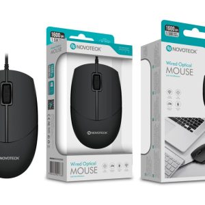 Rato Óptico NOVOTECK JS-005 com Fio Office- 1600 DPI, Ergonómico, Plug-and-Play