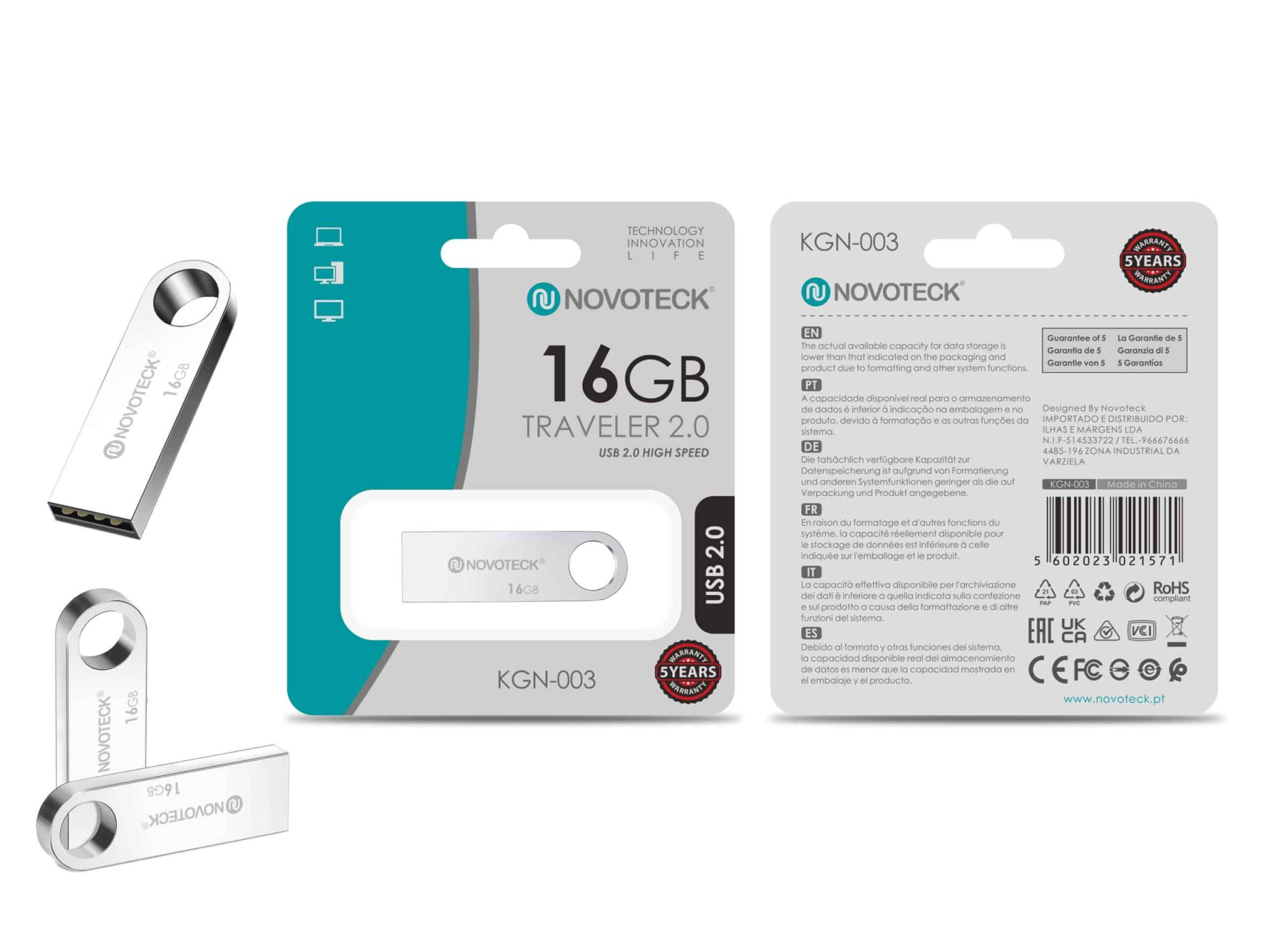 Pen Drive Novoteck 16GB USB 2.0 Traveler – KGN-003