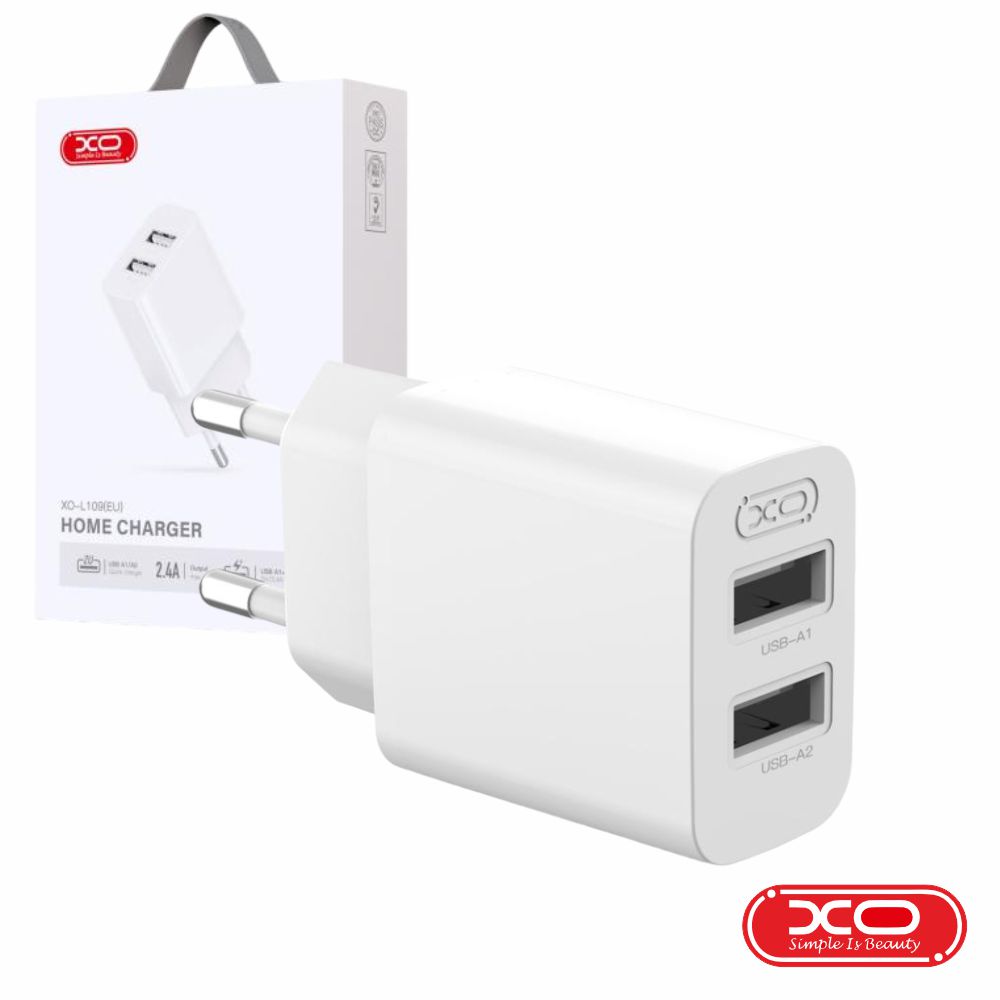 Alimentador 2x USB-A 2.4A Branco XO