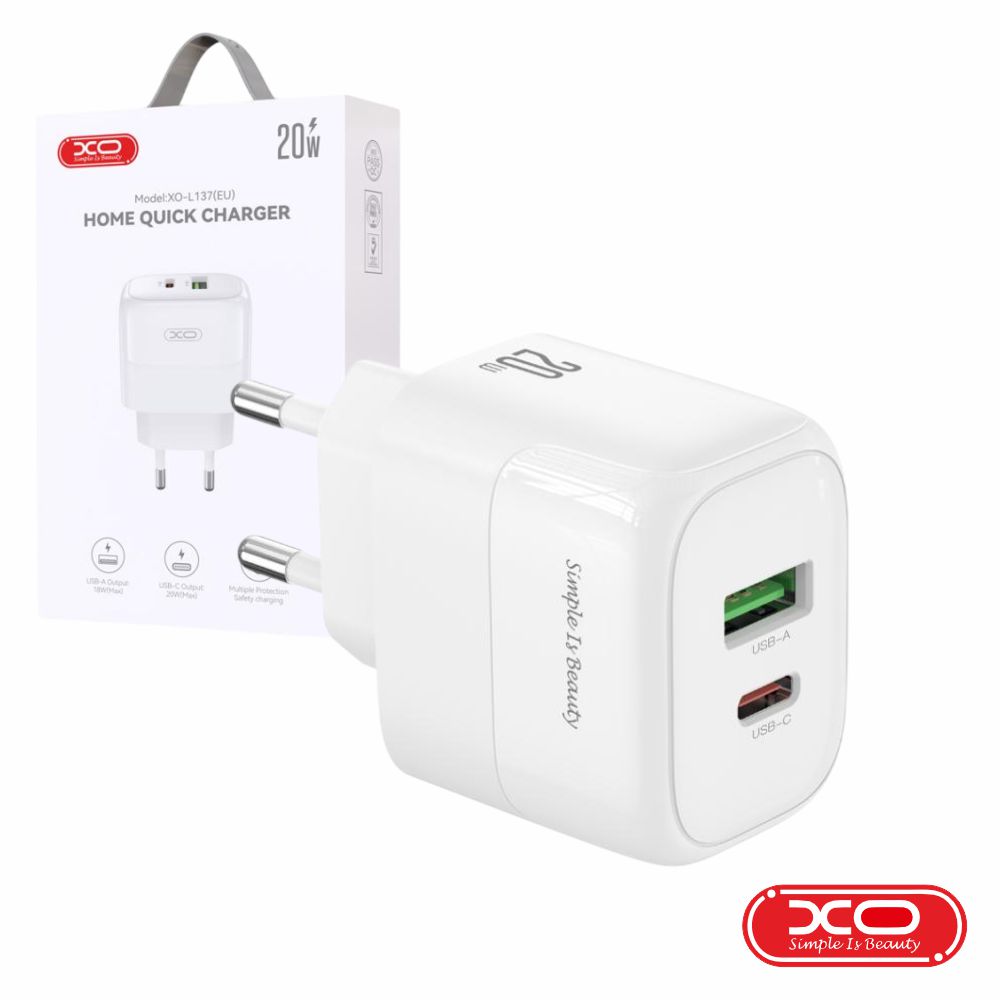 L137 Alimentador c/ 1x USB-A 18w e 1x USB-C 20w