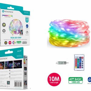 RDP5031 Fita LED Strip RGB Interativa Novoteck LED-029 – 10m, 1000 LEDs, 5W, Bluetooth, Controle por App, IP65
