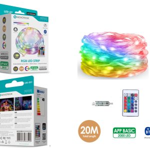 RDP5035 Fita LED Strip RGB Interativa Novoteck LED-031 – 20m, 2000 LEDs, 5W, Bluetooth, Controle por App, IP65