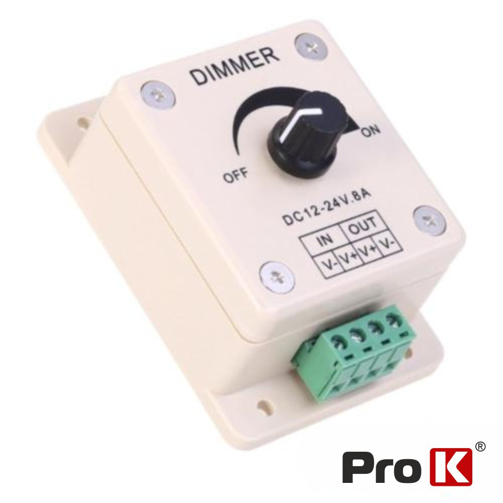 REGULADOR DE LUZ LED DIMMER BRANCO 12V 8A 96W PROK