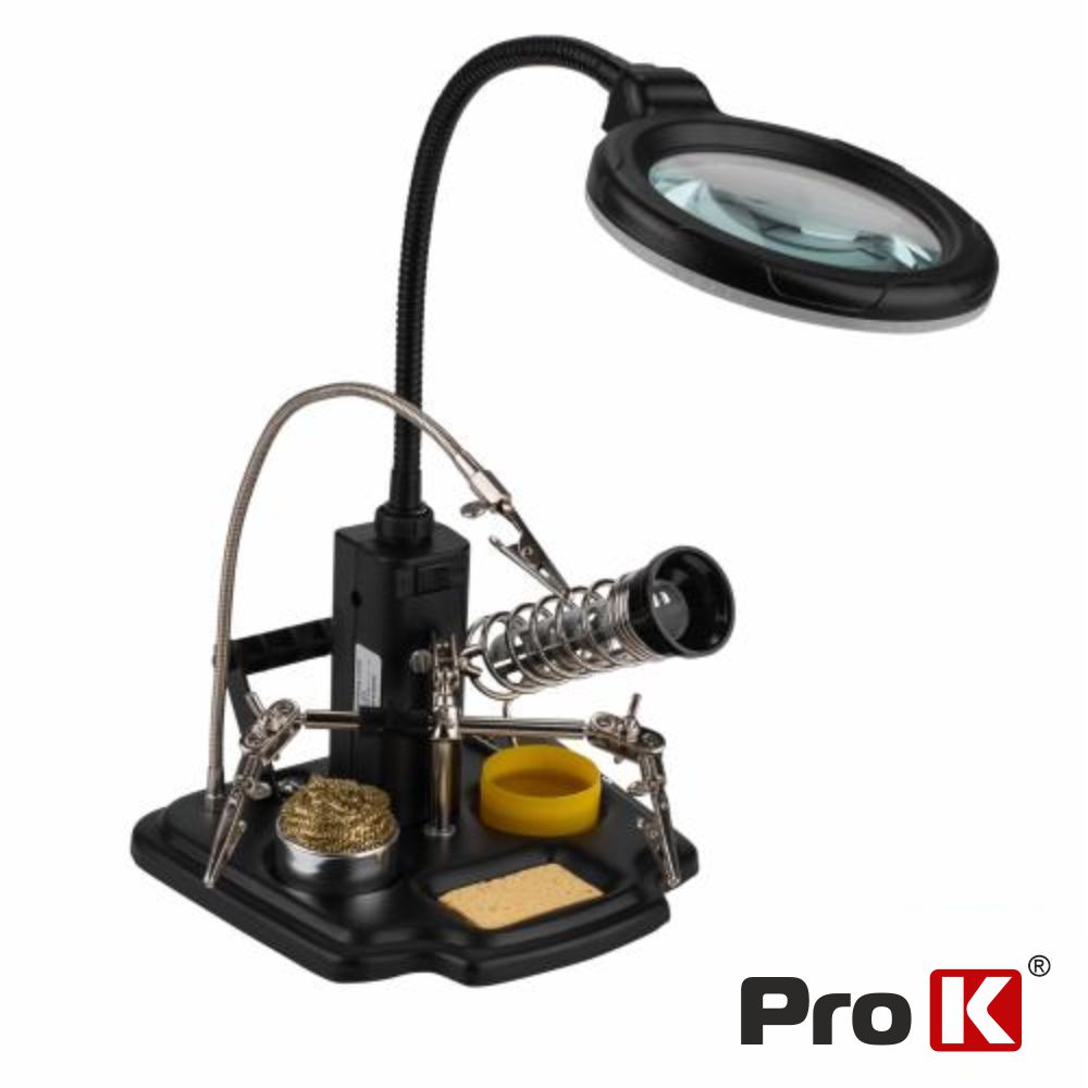 SUPORTE ARTICULADO C/ LUPA E PINÇAS CROCODILO PROK