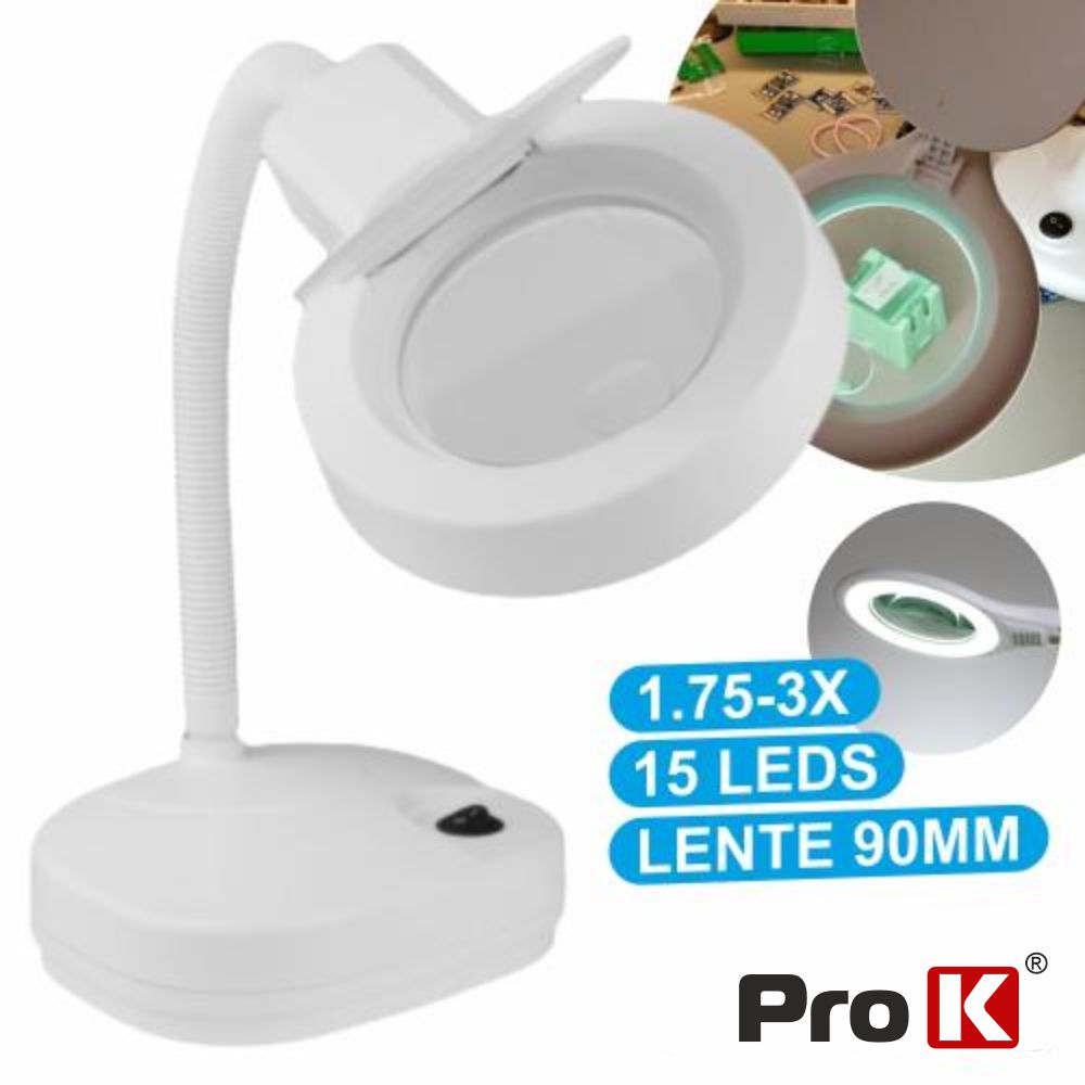 LUMILED10W Candeeiro de secretária 3/8 dioptrias 15 LEDS 10W PROK