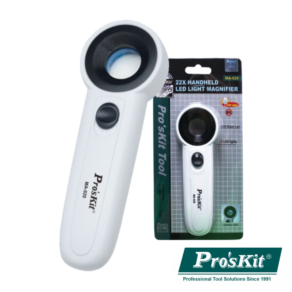 LUPA C/ ILUMINAÇÃO 2 LEDS 22X PROSKIT