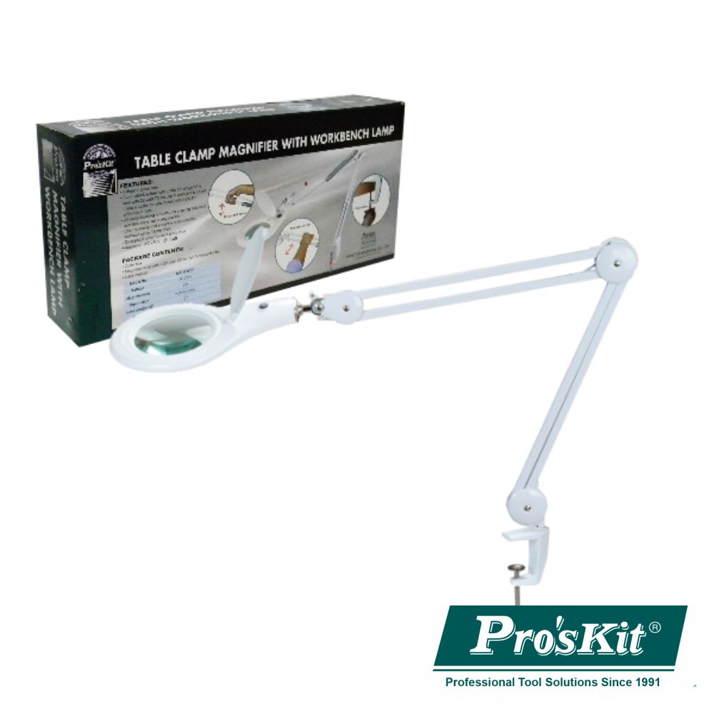 CANDEEIRO C/ LUPA BANCADA 5 DIOPTRIAS 90 LEDS 12W PROSKIT