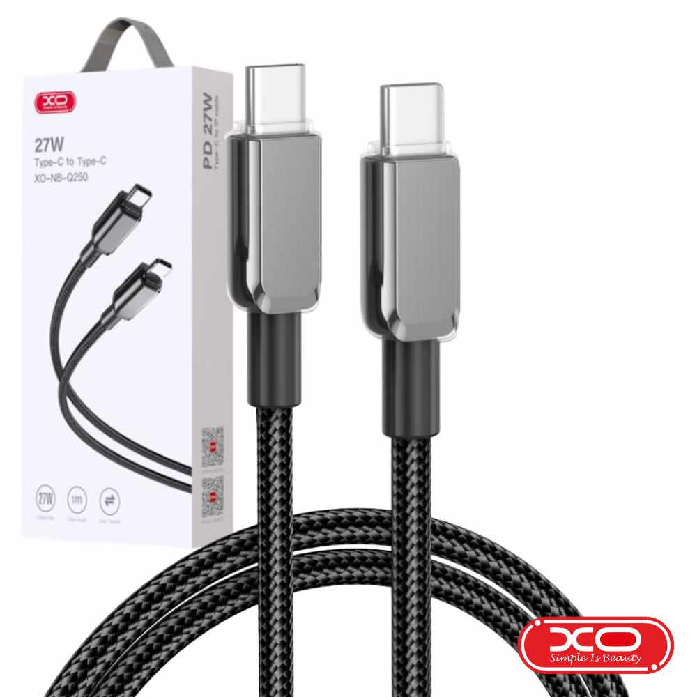NB-Q250B-BK Cabo USB-C macho / macho PD 60W 1 metro preto XO