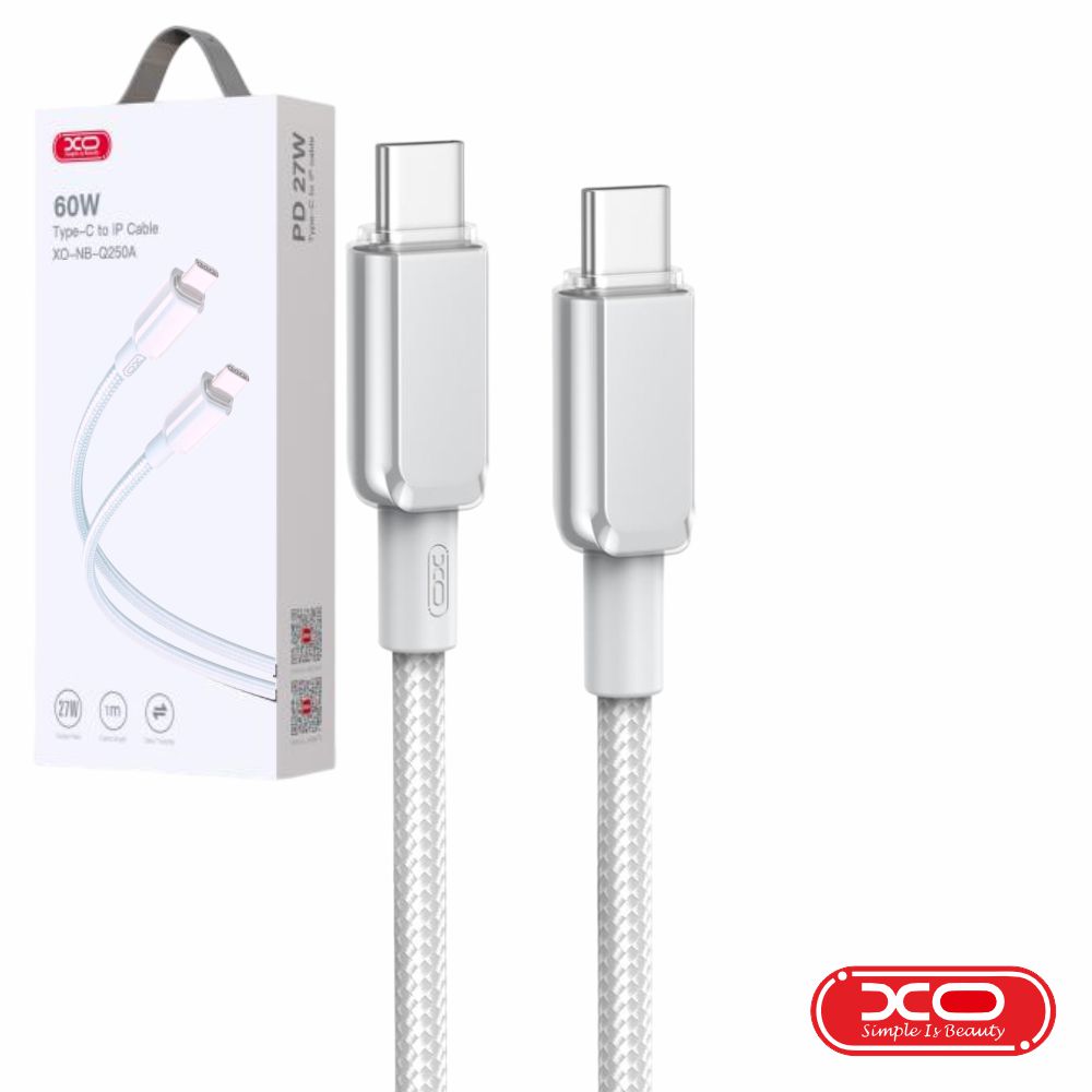 Cabo USB-C Macho / USB-C Macho PD 60W 1m Branco XO
