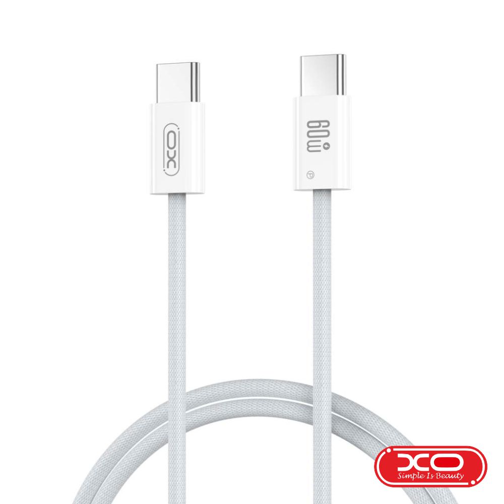 Cabo USB-C Macho / USB-C Macho 60W 1m Branco XO