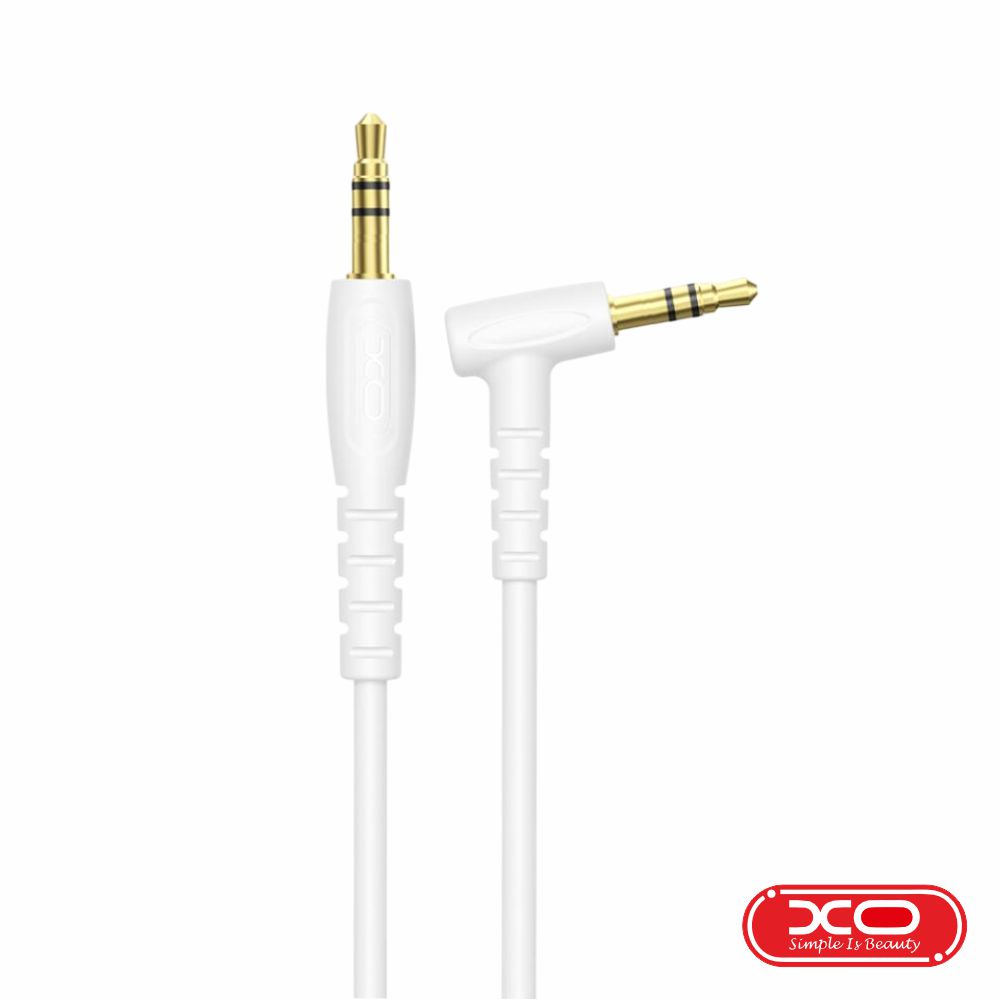 NB-R272-WH Cabo jack 3.5mm macho / jack 3.5mm macho 90º - branco - com 1m