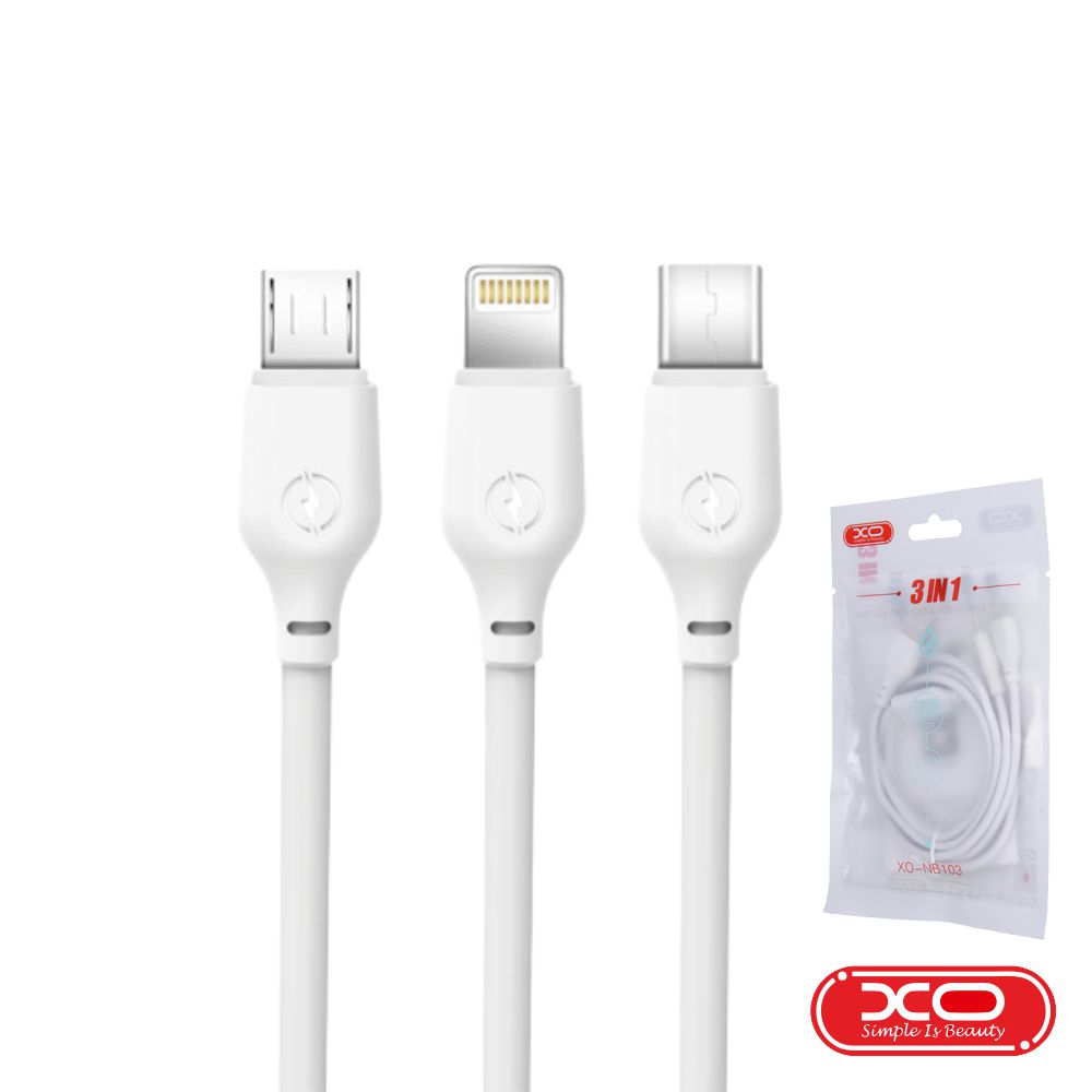Cabo USB-A 2.0 Macho / Micro USB USB-C Lightning1M Branco XO