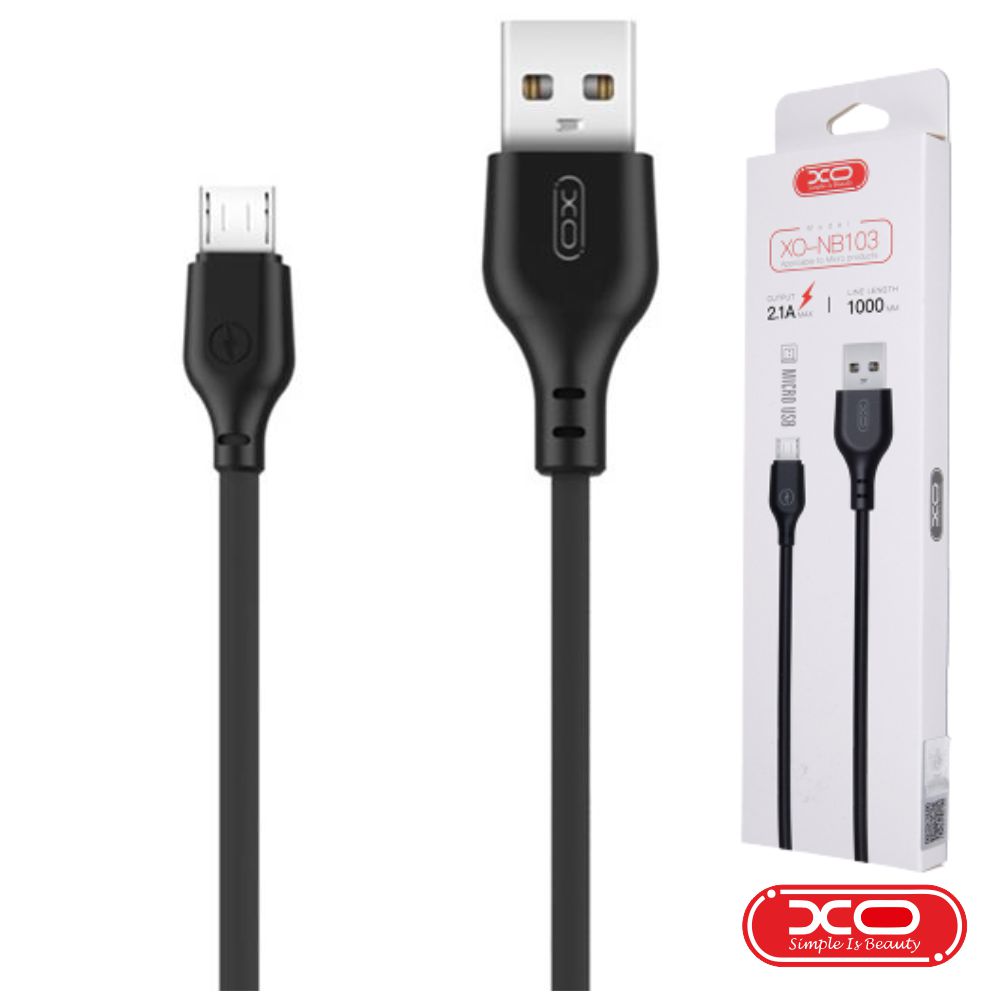 Cabo USB-A 2.0 Macho / Micro USB-B 2.1A 1M Preto XO
