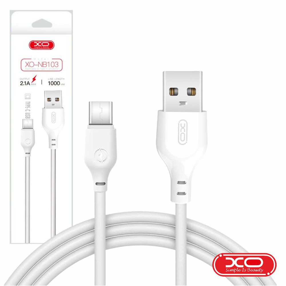 Cabo USB-A 2.0 Macho / USB-C 2.1A 2M Branco XO