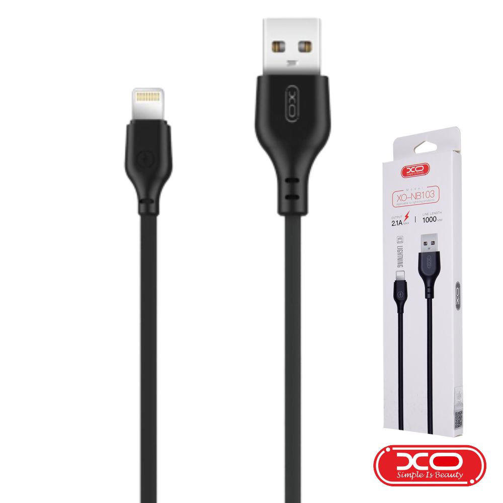 Cabo USB-A 2.0 Macho / Lightning 8P 2.1A 1M Preto XO