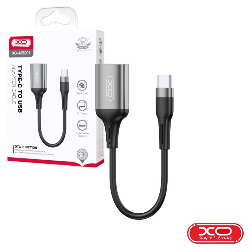Cabo Adaptador USB-C Macho/USB-A 2.0 Fêmea OTG XO