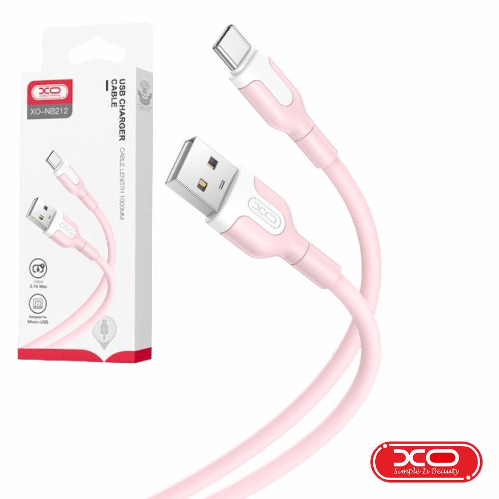 Cabo USB-A 2.0 Macho / USB-C 2.1A 1m Rosa XO