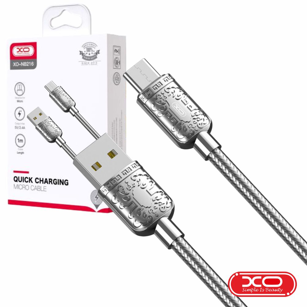 Cabo USB-A 2.0 Macho / USB-C 2.4A 1m Prateado XO