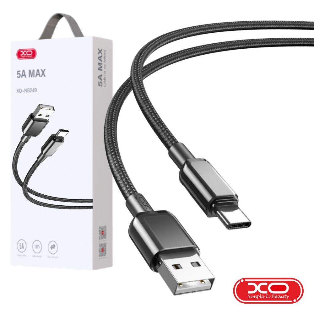 NB249-USBC-BK Cabo Usb A macho / USB-C macho c/ 1m - 5Ah - XO -