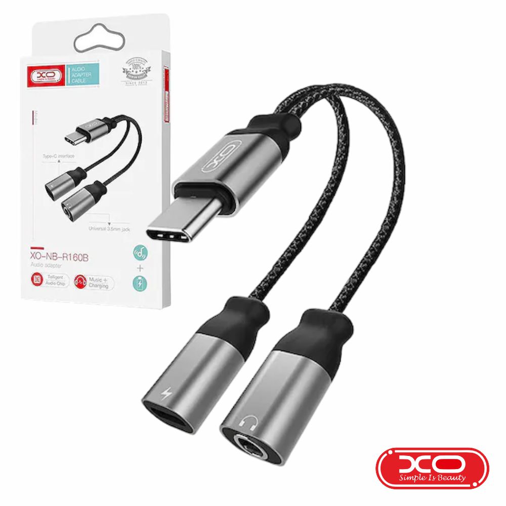 Cabo Adaptador USB-C Macho P/ USB-C / Jack 3.5mm Fêmea XO