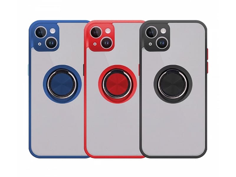 Capa Mate Com Suporte Anel Para iPhone 15 - Vermelho