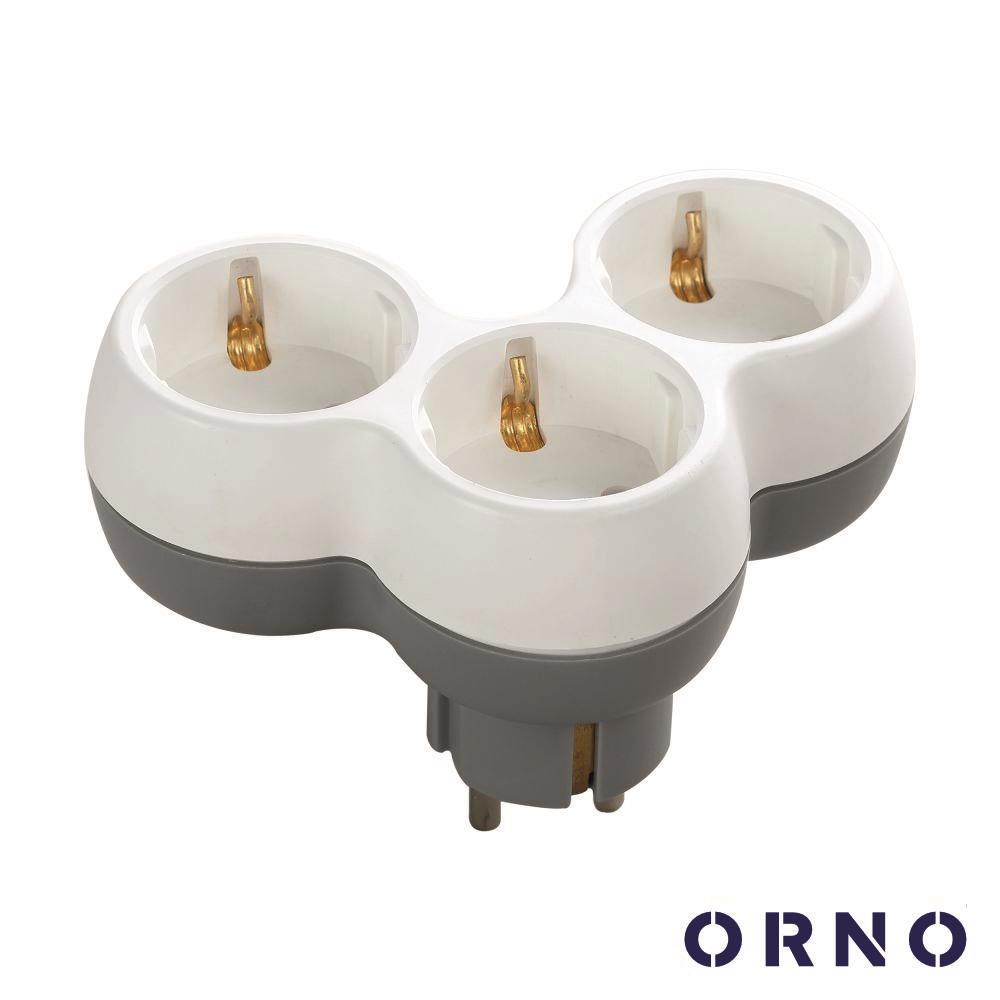Ficha Elétrica Adaptadora 3x Schuko Branco ORNO