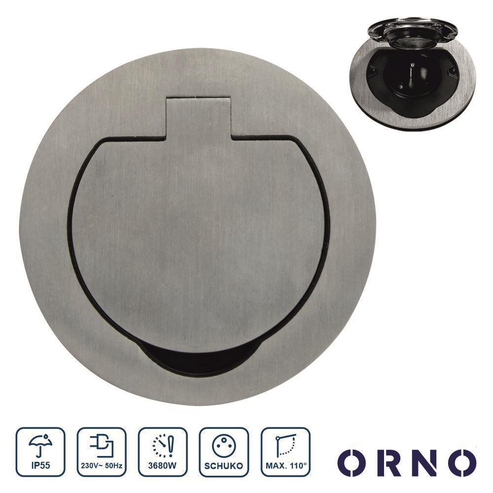 Tomada Elétrica Encastrar 1x Schuko Cinzenta Ø95mm ORNO