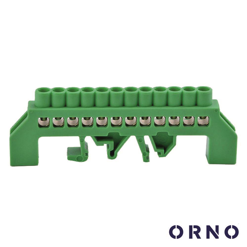 Barramento Terra Isolado 12 Vias P/ Calha DIN ORNO