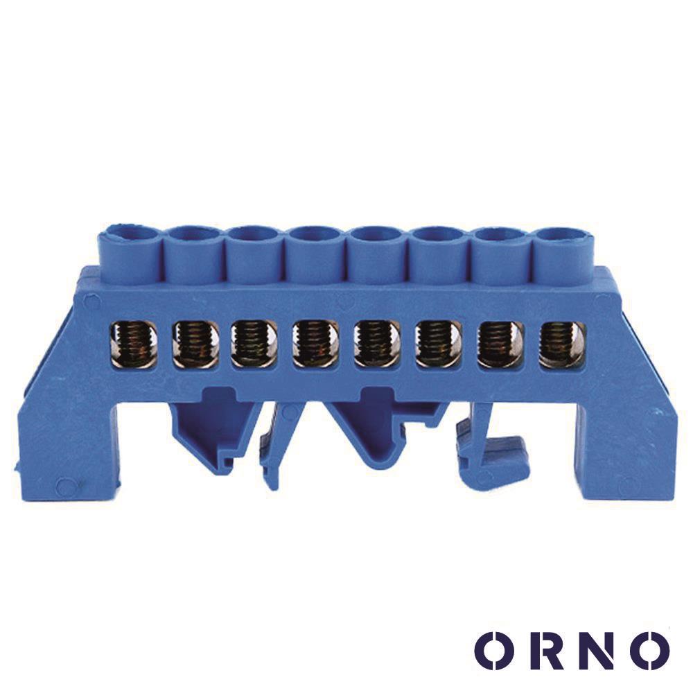 OR-LZ-8203/8/BL barramento neutro isolado 8 vias p/ calha din orno