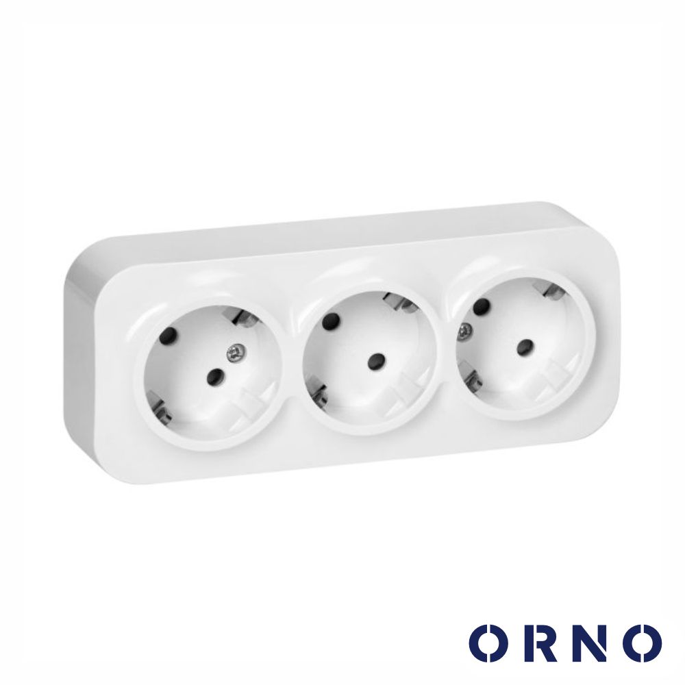 Tomada Elétrica Superfície 3x Schuko ORNO