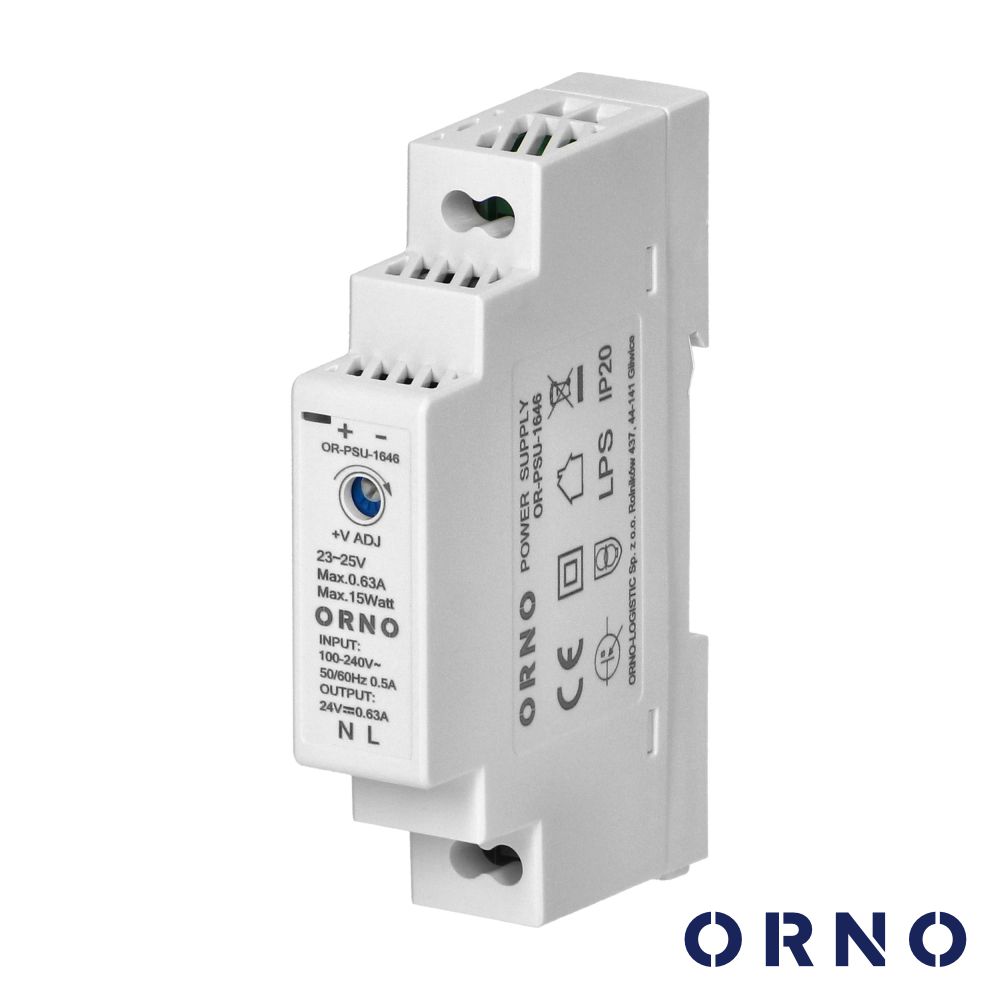 Fonte De Alimentação 24VDC 0.63A 15W DIN ORNO