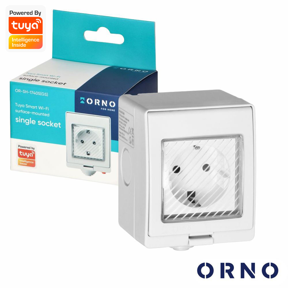 Tomada Elétrica Inteligente P/ Exterior IP55 WiFi TUYA ORNO