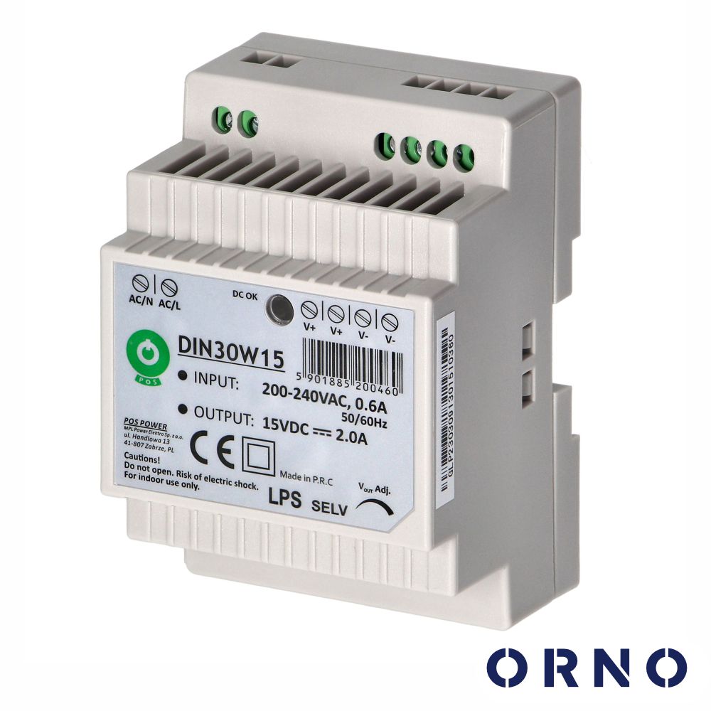 OR-VID-VP-1069ZD Fonte de alimentação calha din 15v dc 2A - ORNO -